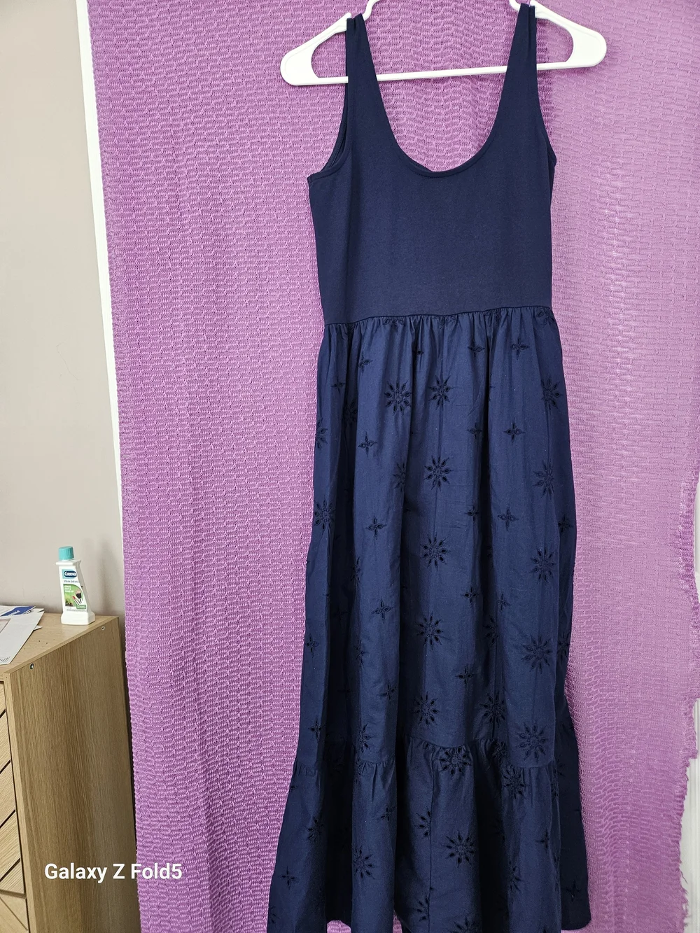 J. Crew Navy Sleeveless Embroidered Eyelet Midi Dress